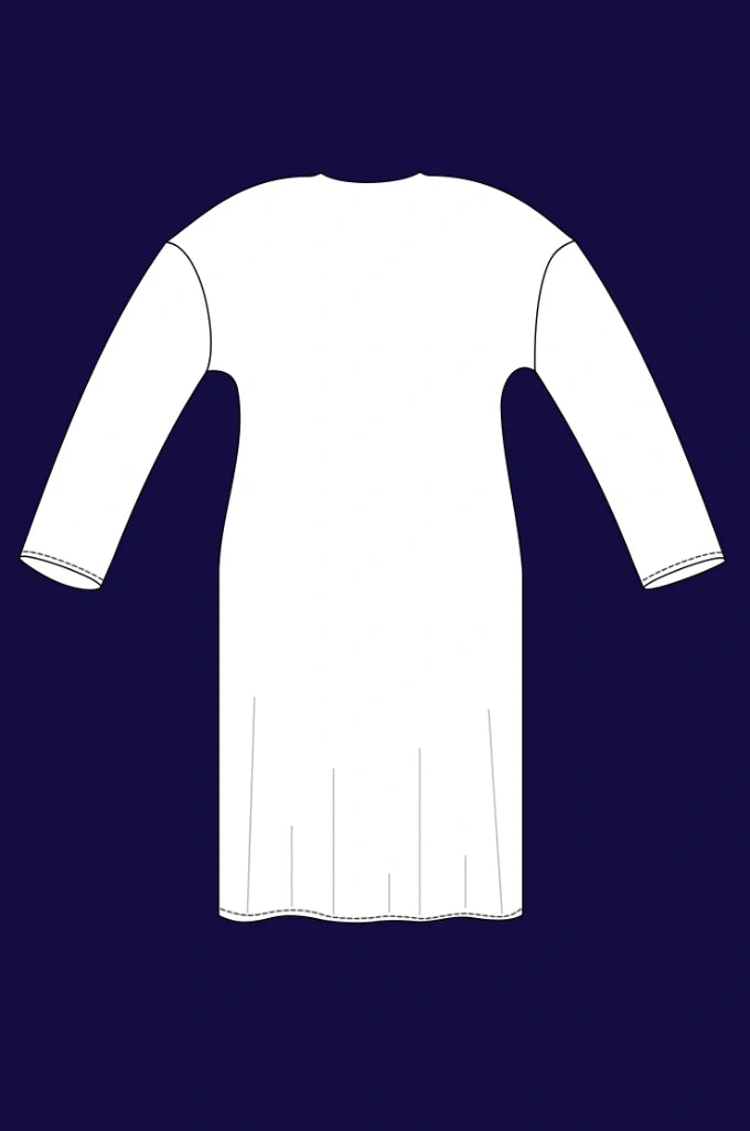 Dessin technique du gilet Mia, dos à plat
