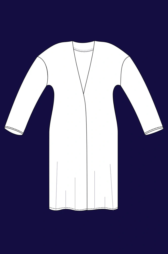Dessin technique du gilet Mia, devant à plat